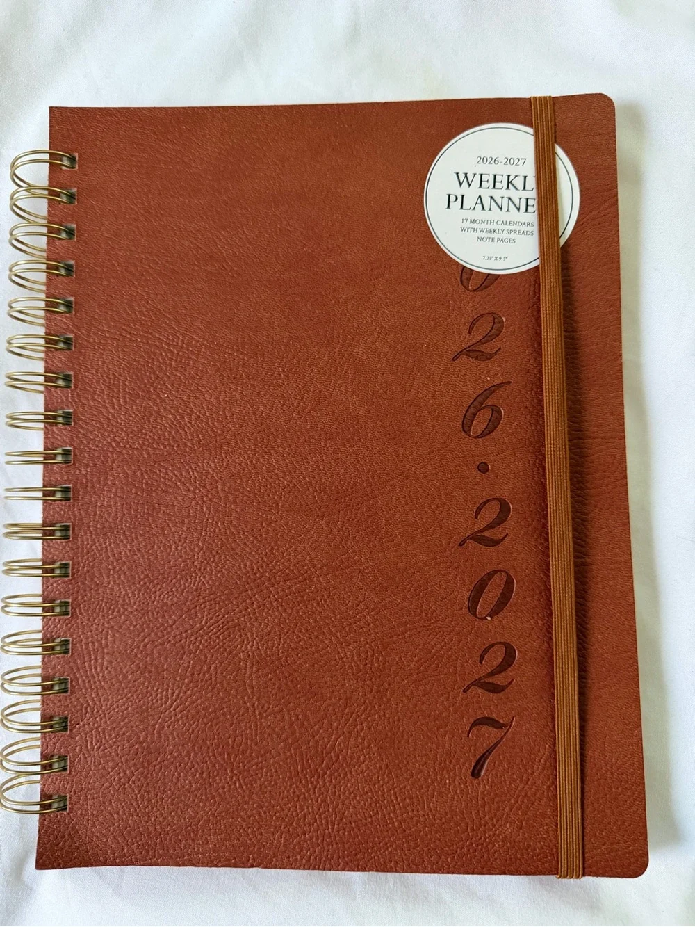 2026-2027 Weekly Planner Spiral Notebook - Brown Cover